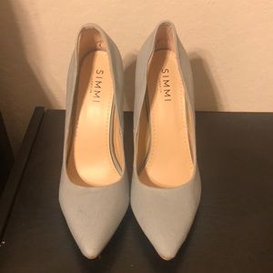 Light denim stiletto court heels